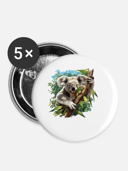 Koalas Koala - Buttons klein 25 mm (5er Pack) - Weiß