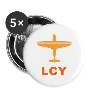 Flughafen London City Airport - LCY Großbritannien - Buttons klein 25 mm (5er Pack) - Weiß - Vorne