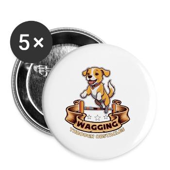 Formation à l’agilité canine Wagging à travers le propriétaire du chien - Lot de 5 petits badges (25 mm) - blanc - Devant