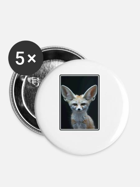 Fennec Fox Fenneks Fennek - Buttons klein 25 mm (5er Pack) - Weiß