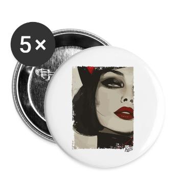 Vintage cat girl in black suit - Buttons small 1''/25 mm (5-pack) - white - Front