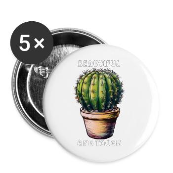 KAKTUS BEAUTIFUL AND TOUGH - Buttons small 1''/25 mm (5-pack) - white - Front