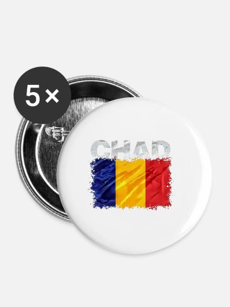 Tschad - Buttons klein 25 mm (5er Pack) - Weiß