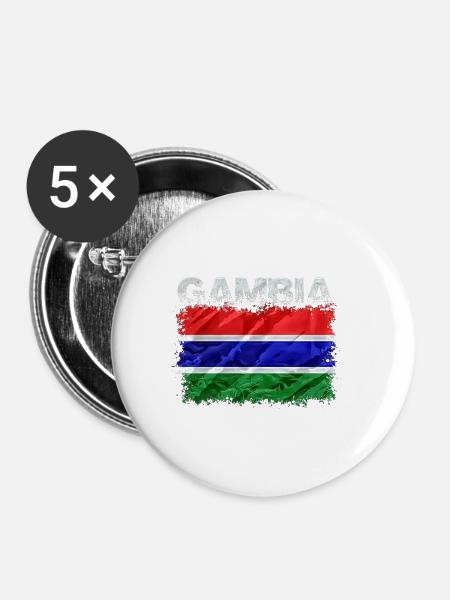 Gambia - Buttons klein 25 mm (5er Pack) - Weiß
