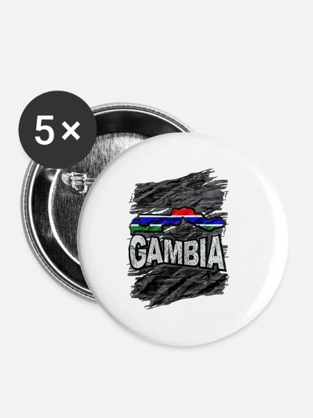 Gambia - Buttons klein 25 mm (5er Pack) - Weiß
