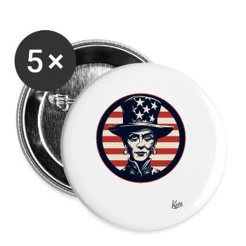 Patriotic senior woman with hat - Buttons small 1''/25 mm (5-pack) - white - Front