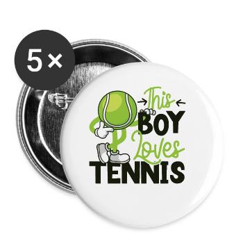 Funny Tennis Player Racket Boy - Buttons small 1''/25 mm (5-pack) - white - Front