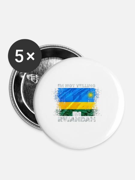 Ruanda - Buttons klein 25 mm (5er Pack) - Weiß