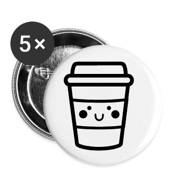 Mug de café - Lot de 5 petits badges (25 mm) - blanc - Devant
