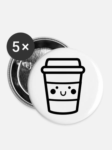 Kaffeebecher - Buttons klein 25 mm (5er Pack) - Weiß