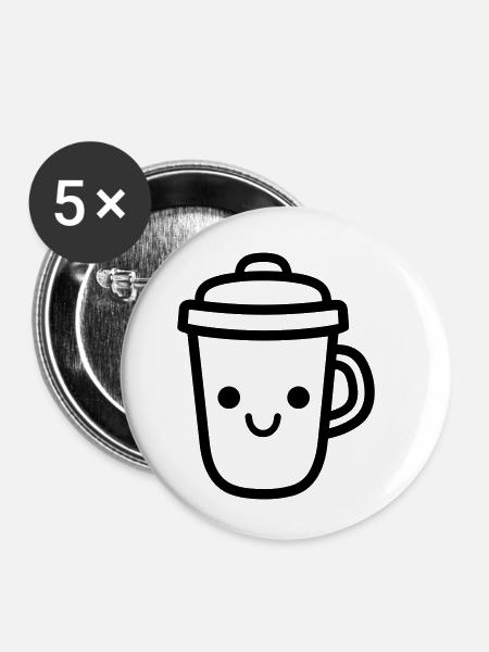 Kaffeebecher - Buttons klein 25 mm (5er Pack) - Weiß