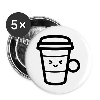 Kaffeebecher - Buttons klein 25 mm (5er Pack) - Weiß - Vorne