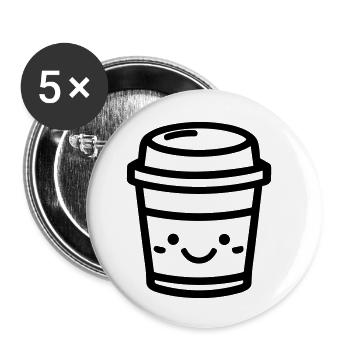 Mug de café - Lot de 5 petits badges (25 mm) - blanc - Devant