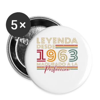 Legende seit 1963 Geburtstagsgeschenk - Buttons klein 25 mm (5er Pack) - Weiß - Vorne