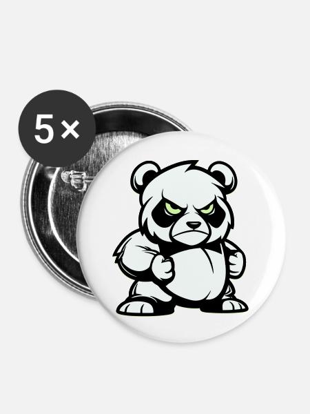 pandabär comic - Buttons klein 25 mm (5er Pack) - Weiß