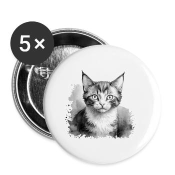 Cute cat in black and white - Buttons small 1''/25 mm (5-pack) - white - Front
