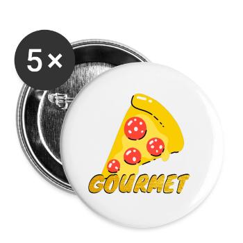 Gourmet-Pizzastücke Grafik Gourmet Pizza Slice - Buttons klein 25 mm (5er Pack) - Weiß - Vorne