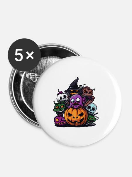 Halloween Party Figuren - Buttons klein 25 mm (5er Pack) - Weiß