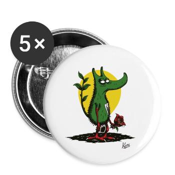 Ugly garden gnome monster with a rose - Buttons small 1''/25 mm (5-pack) - white - Front