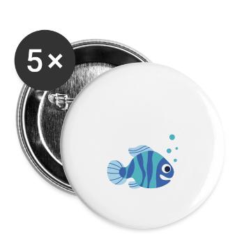 T-shirt WTF - Où est le poisson BLEU - Lot de 5 petits badges (25 mm) - blanc - Devant