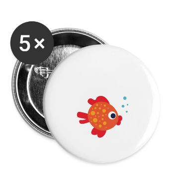 T-shirt WTF - Où est le poisson ? ORANGE - Lot de 5 petits badges (25 mm) - blanc - Devant