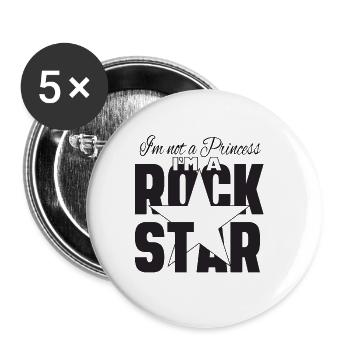 Ich bin keine Prinzessin Ich bin ein Rock Star - Buttons klein 25 mm (5er Pack) - Weiß - Vorne