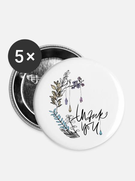 thank you - Buttons klein 25 mm (5er Pack) - Weiß