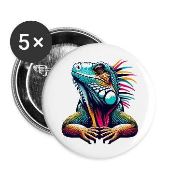 Leguan - Buttons klein 25 mm (5er Pack) - Weiß - Vorne