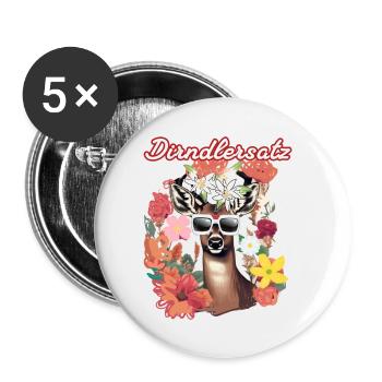 Dirndler ensemble, cerf, cerf, fleurs, edelweiss - Lot de 5 petits badges (25 mm) - blanc - Devant
