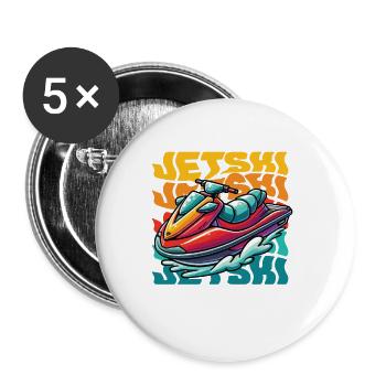 Jet ski aventure Rétro été - Lot de 5 petits badges (25 mm) - blanc - Devant