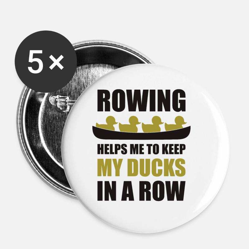 Rowing Rubberducks Funny Rowing - Buttons small 1''/25 mm (5-pack) - white