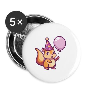 Eichhörnchen Geburtstag Baby - Buttons klein 25 mm (5er Pack) - Weiß - Vorne