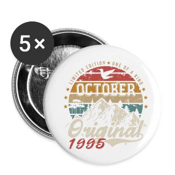Birthday Gift - Vintage Born October 1995 - Buttons small 1''/25 mm (5-pack) - white - Front