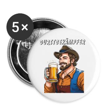 HOMME BIÈRE DÉSALTÉRANT - Lot de 5 petits badges (25 mm) - blanc - Devant