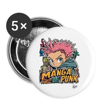 Japon Manga Graffiti Punk - Lot de 5 petits badges (25 mm) - blanc - Devant