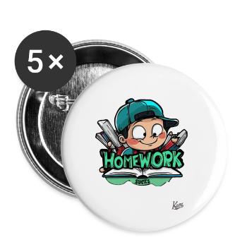 Schuljunge - Hausaufgaben sind doof - Buttons klein 25 mm (5er Pack) - Weiß - Vorne