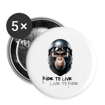Ride to Live - Buttons klein 25 mm (5er Pack) - Weiß - Vorne