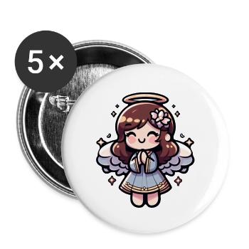 Ange Anime Chérubin - angélique, kawaii - Lot de 5 petits badges (25 mm) - blanc - Devant
