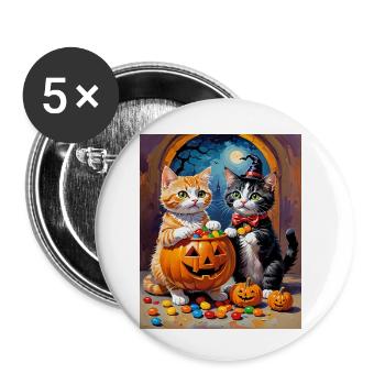 Halloween Kitten Candy Night Halloween - Buttons small 1''/25 mm (5-pack) - white - Front
