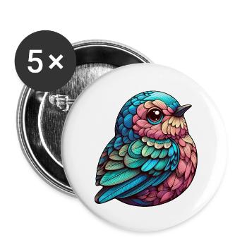 Lebendige gefiederte Gelassenheit - Buttons klein 25 mm (5er Pack) - Weiß - Vorne