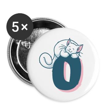 Cat Letter O - Buttons small 1''/25 mm (5-pack) - white - Front