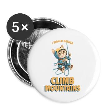 I would rather climb mountains Bergklettern Katze - Buttons klein 25 mm (5er Pack) - Weiß - Vorne