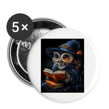 Halloween Geschenk Frauen Eule Männer Kinder Deko - Buttons klein 25 mm (5er Pack) - Weiß - Vorne