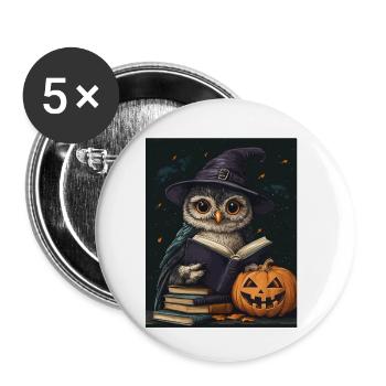 Halloween Geschenk Frauen Eule Männer Kinder Deko - Buttons klein 25 mm (5er Pack) - Weiß - Vorne
