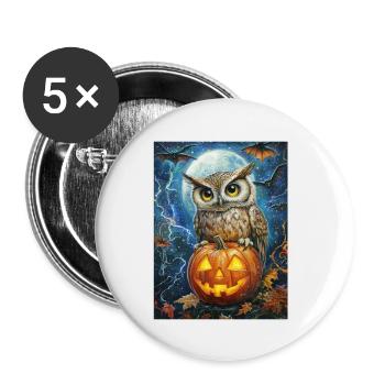 Halloween Geschenk Frauen Eule Männer Kinder Deko - Buttons klein 25 mm (5er Pack) - Weiß - Vorne