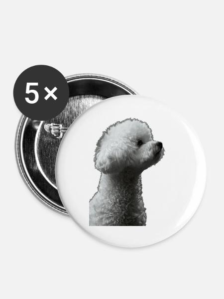 Bichon Frisé - Buttons klein 25 mm (5er Pack) - Weiß