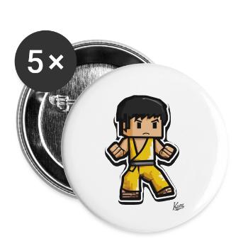 Yellow Tracksuit: Pixel Kung Fu Lee - Buttons small 1''/25 mm (5-pack) - white - Front