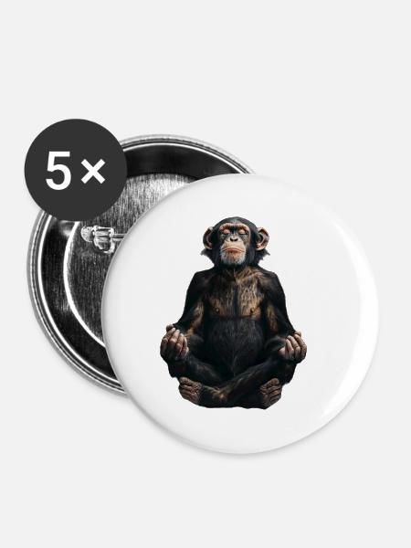 Schimpanse - Buttons klein 25 mm (5er Pack) - Weiß