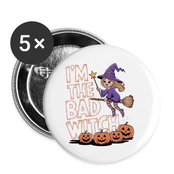 Halloween Witch I'm The Bad Witch - Buttons klein 25 mm (5er Pack) - Weiß - Vorne