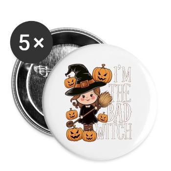 Halloween Witch I'm The Bad Witch - Buttons klein 25 mm (5er Pack) - Weiß - Vorne